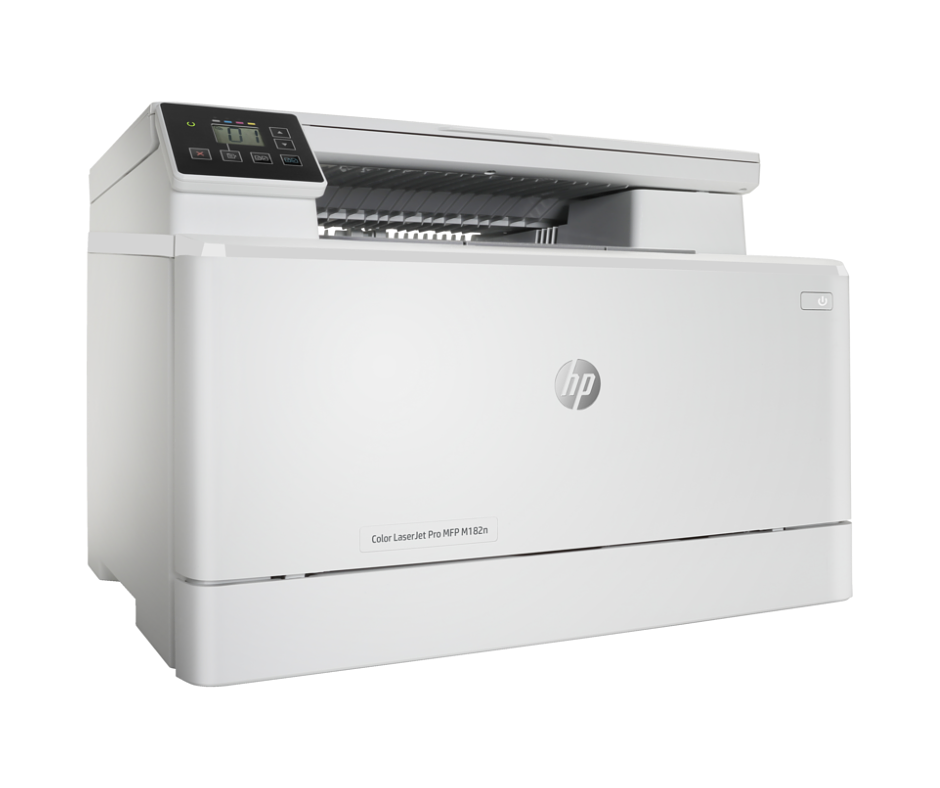 Hp Color Laserjet Pro Mfp M182n,Print, copy, scan ,Up to 16 ppm,Duplex printing manual,Flatbed, Wireless, USB interface, Ethernet.
